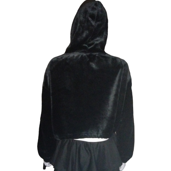 Weekend edition we love cozy hoodie‎ size S/P black cropped plush - Picture 2 of 3